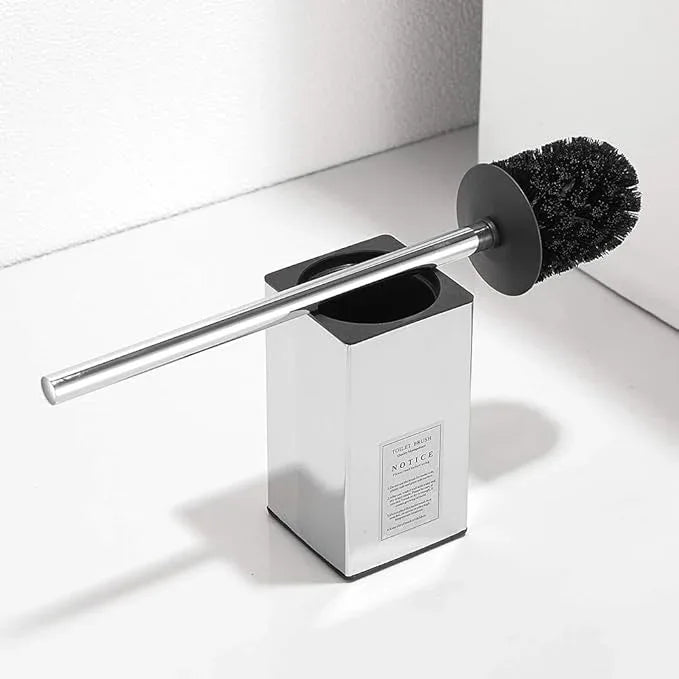 Freestanding Toilet Brush Holder for bathrooms 304 Stainless Steel Toilet Brush Stand Square Storage and Organization Rust Resistant 17-inch high Polished Chrome Finished - ModernBath