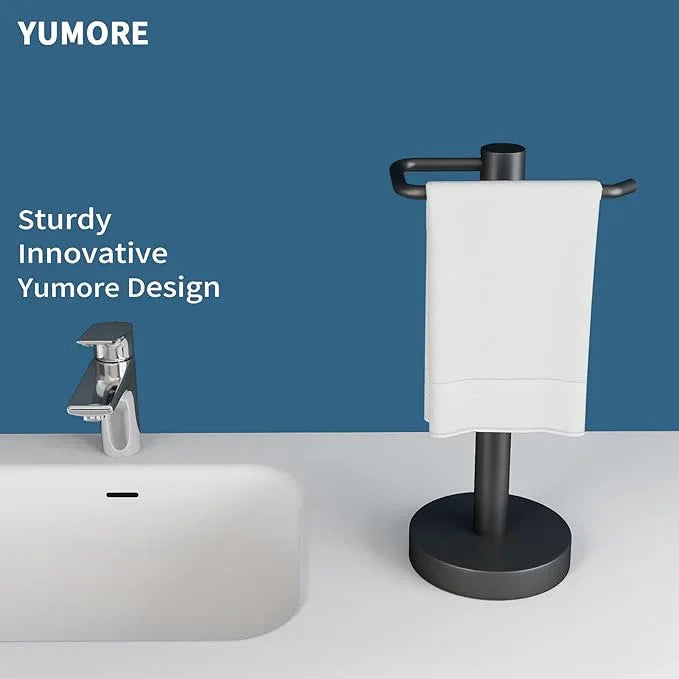 YUMORE Hand Towel Holder Stand Countertop Towel Rack Free Standing Towel Bar Hanger for Bathroom Kitchen Pro Max Matte Black - ModernBath