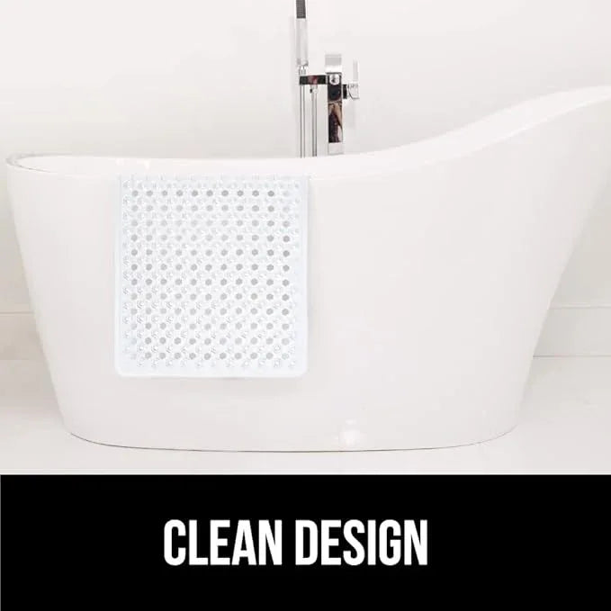GORILLA GRIP Patented Bath Tub Shower Mat, 2 Pack, Machine Washable Bathtub Floor Liner Mats, Suction Cups and Drain Holes to Keep Tubs Clean, Soft on Feet, Bathroom Essentials, 35x16 Inch, White - ModernBath