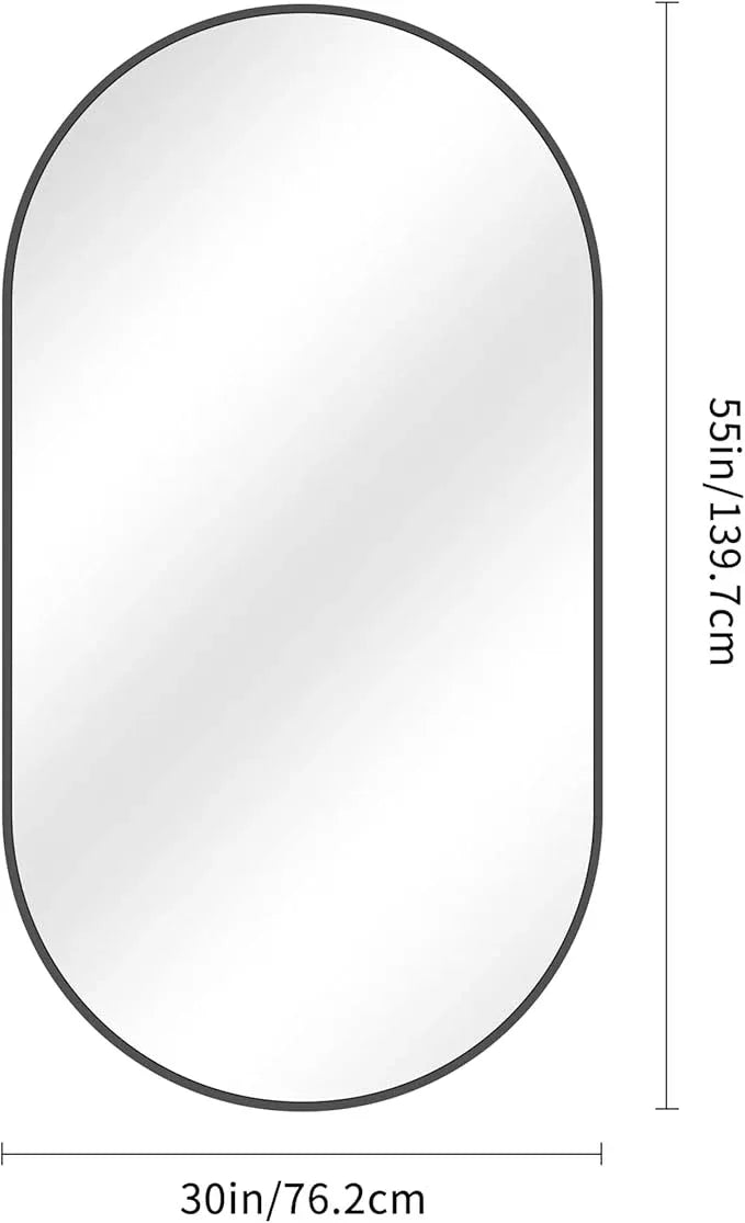 Bathroom Mirrors, 30" x55" Black Mirrors, Oval Vanity Mirrors, Metal Framed Wall Mounted Mirrors, Vertical/Horizontal Mirror for Bathroom Bedroom Entryway Living Room - ModernBath