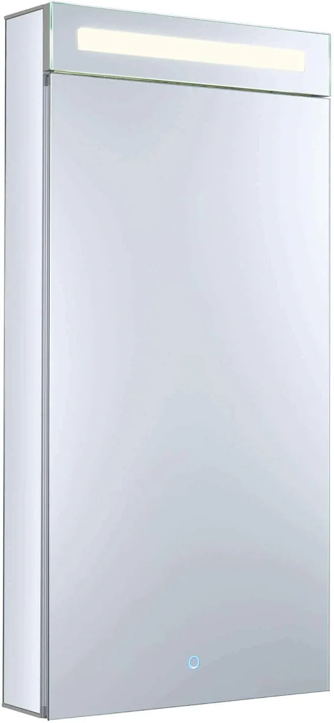 Fine Fixtures Bathroom Medicine Cabinet, Aluminum, Recessed/Surface Mount, Mirrored Interior w/LED (20 x 40 Right) - ModernBath
