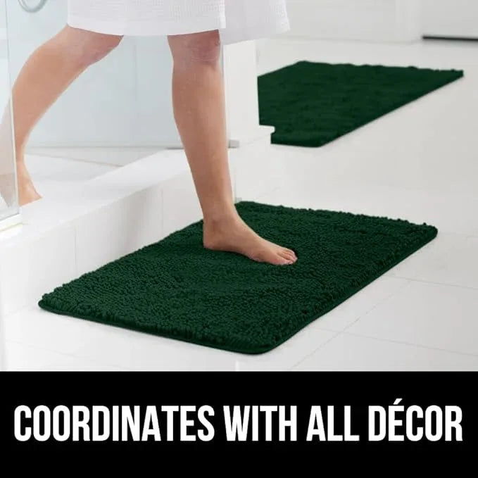 GORILLA GRIP Bathroom Rug Sets, Soft Chenille 2 Piece Area Rugs Set, Toilet Base Mat and 30x20 Carpet, Absorbent Microfiber Washable Mats Dry Quickly, Home Décor and Bath Room Accessories, Hunter - ModernBath