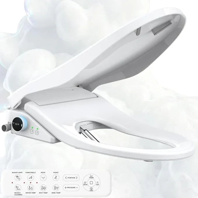 iliD Bidet Toilet Seat, Foam Shield Bidet Seat, Heated Toilet Seat Elongated, Instant Warm Water & Dryer, Front Wash & Rear Wash, User Mode, Remote Control, Self-Clean Nozzle, ECO Silent Night Child - ModernBath