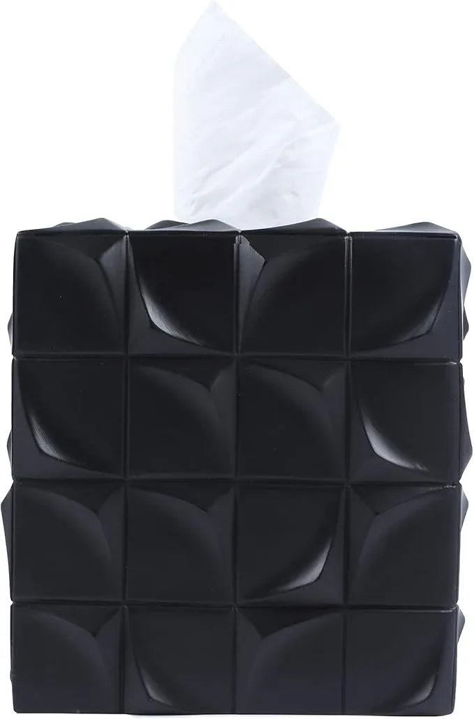 Hymmah Modern Square Tissue Box Cover Holder,Bathroom Accessories Decor Unique Design Tissue Box Cover for Bathroom Vanity Counter Tops Also Great for Bedrooms and Living Rooms - ModernBath
