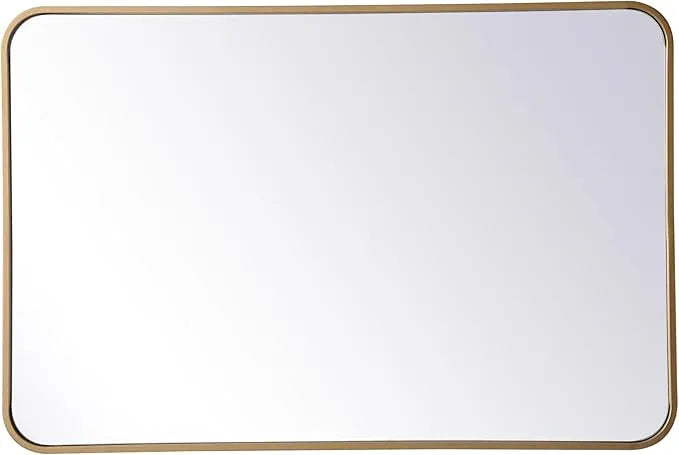 ARS Concepts Aura, Soft Corner Metal Rectangular Mirror 24X36 Inch in, Modern, Brass - ModernBath