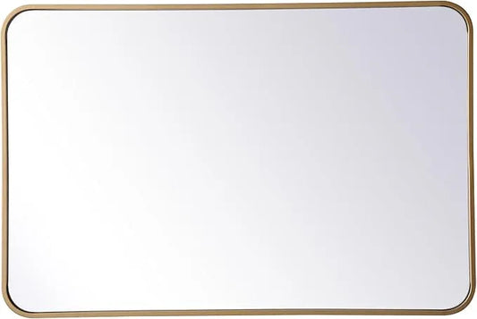 ARS Concepts Aura, Soft Corner Metal Rectangular Mirror 24X36 Inch in, Modern, Brass - ModernBath