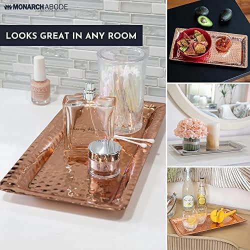 Monarch Abode Decorative Tray – 16-Inch Hand Hammered Nickel Finish Metal Bathroom Tray Countertop, Vanity Trays Organizer, Perfume Plate for Dresser, Kitchen Countertop Large Fruit Platter - ModernBath
