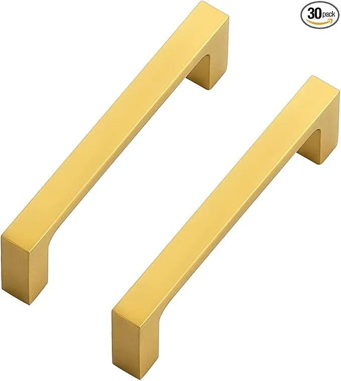 Ravinte 30 Pack Solid 3-1/2 Inch Kitchen Square Cabinet Handles Brushed Brass Drawer Pulls Kitchen Cabinet Hardware Handles - ModernBath