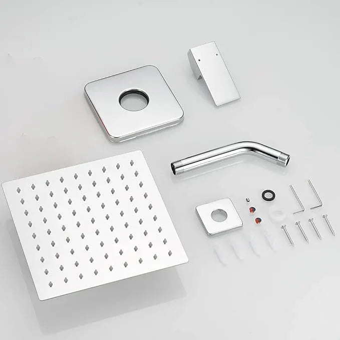 JingGang Shower Faucet Polished Chrome Rain Shower Head Shower Faucets Sets Complete Bathroom Rainfall Shower System, Single Function Shower Trim Kit with Rough-in Valve - ModernBath