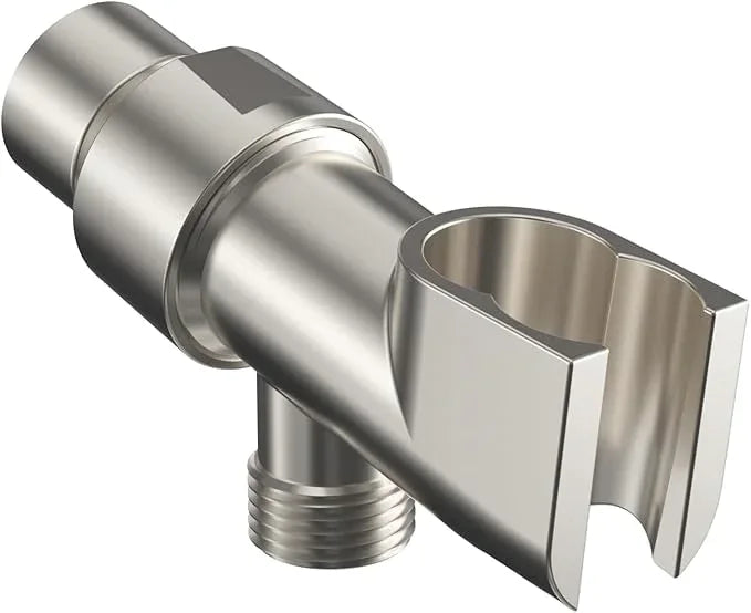 Hibbent Universal All Metal Handheld Shower Head Holder, Adjustable Solid Brass Shower Wand Holder, 2 Size Shower Bracket Holes for Bathroom, Fits All Showerhead Hoses & Shower Arm, Brushed Nickel - ModernBath