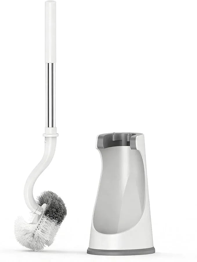 Lefree Toilet Brush and Holder Set, Bathroom Cleaner Brush Set, Curved Design, Non-Slip Handle Toilet Bowl Brush with Curved Bristle for Dead Corner Clean, RV Bathroom Accessories Toilet Scrubber - ModernBath