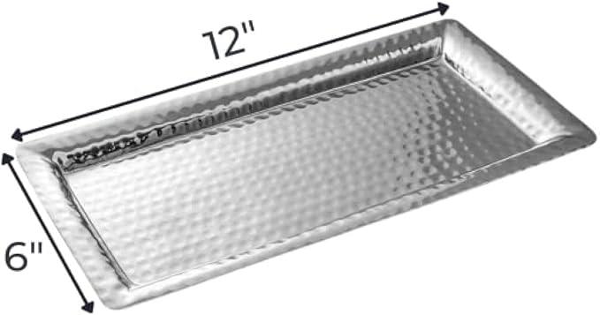 Monarch Abode Decorative Tray – 12-Inch Hand Hammered Nickel Finish Metal Bathroom Tray Countertop, Vanity Trays Organizer, Perfume Plate for Dresser, Kitchen Countertop Small Fruit Platter - ModernBath