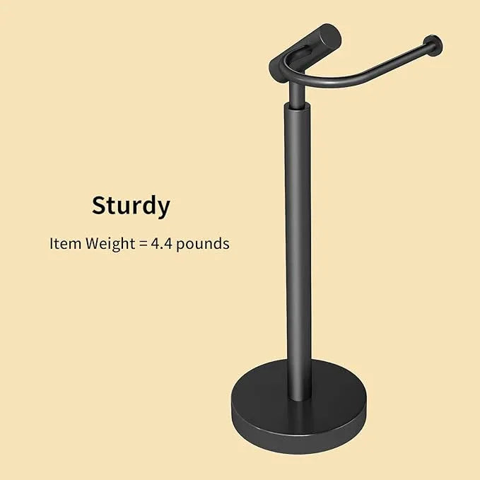 YUMORE Heavy Weighted Toilet Paper Holder Stand, No Drill Freestanding Bathroom Tissue Roll Stand, Stable Floor Standing Paper Roll Dispenser for Bathroom, Bedroom, Vanity - ModernBath