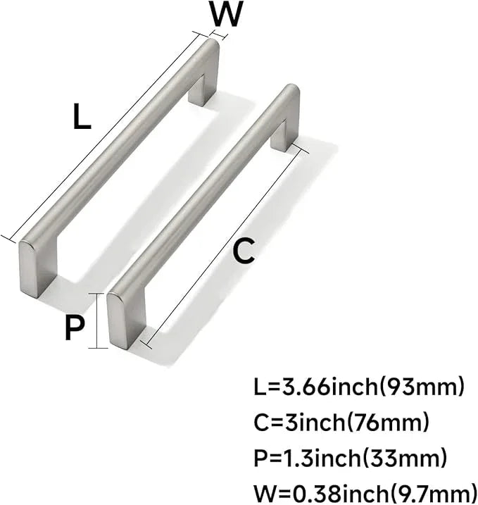 khtumeware 3 Inch Hole Center 2 Pack,Brushed Nickel Cabinet Pulls Heavy Duty Solid Satin Nickel Kitchen Drawer Handle Antique Cabinet Hardware for Bathroom, Drawer, Cabinet - ModernBath