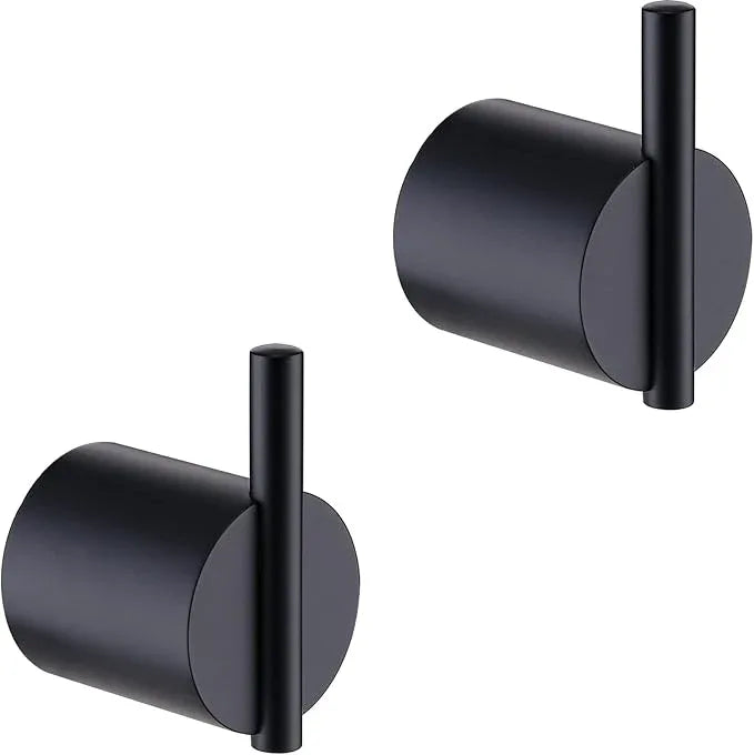 RANDOM Matte Black Towel Hooks 2 Pack 304 Stainless Steel Towel Rack Robe Hook for Bathroom Kitchen Hardware Accessories Wall Mounted Contemporary Style 96068-8MB. - ModernBath