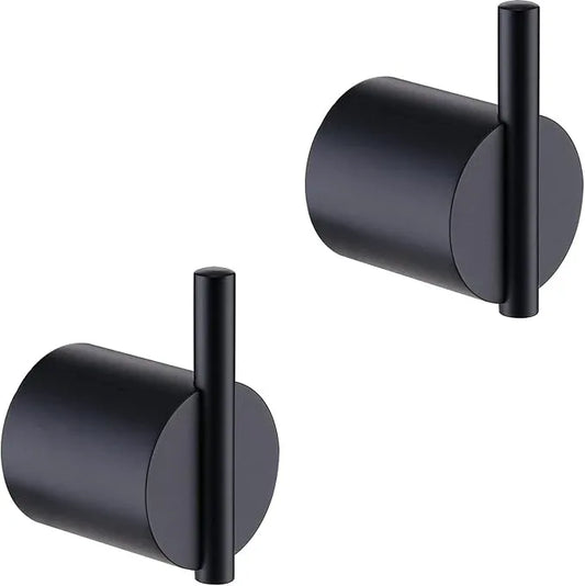 RANDOM Matte Black Towel Hooks 2 Pack 304 Stainless Steel Towel Rack Robe Hook for Bathroom Kitchen Hardware Accessories Wall Mounted Contemporary Style 96068-8MB. - ModernBath