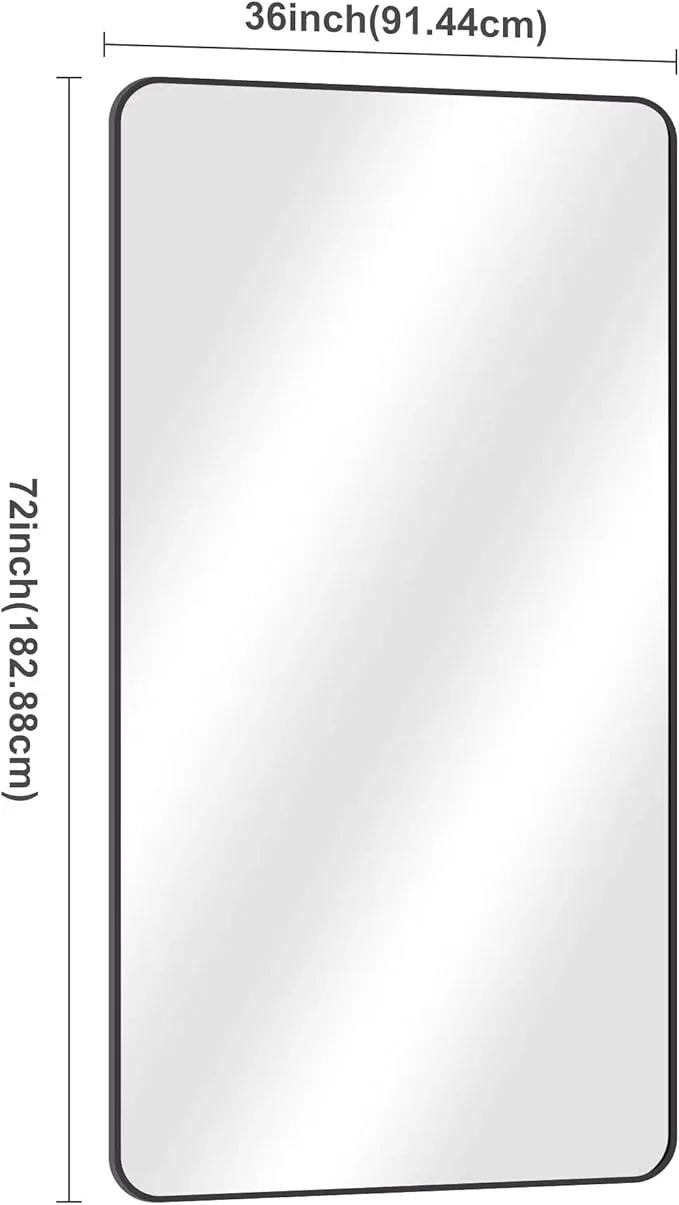 DESBING 72" x 36"Bathroom Mirror, Matte Black Wall Mirror with Metal Frame, Decorative Rectangular Vanity Mirror for Bedroom Bathroom Living Room Entryway (Horizontal/Vertical) - ModernBath