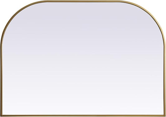 Illuminate, Metal Frame Arch Mirror 42X30 Inch in, Modern, Brass