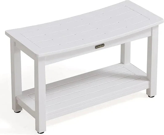 30'' Heavy Duty Shower Bench for Inside Shower, White Poly Bath Stool for Shaving Legs, Waterproof Spa Bath Chair Seat with Adjustable Feet, Weight Capacity 700LBS (30 x 13 Inches) - ModernBath