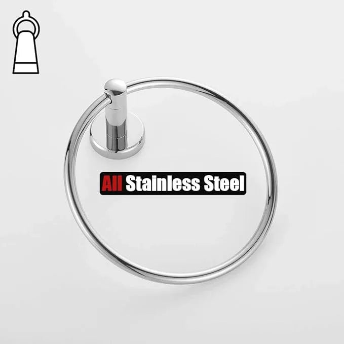 JQK Chrome Towel Ring, 304 Stainless Steel Hand Towel Holder for Bathroom, Polished Finish Wall Mount, TR130-CH - ModernBath