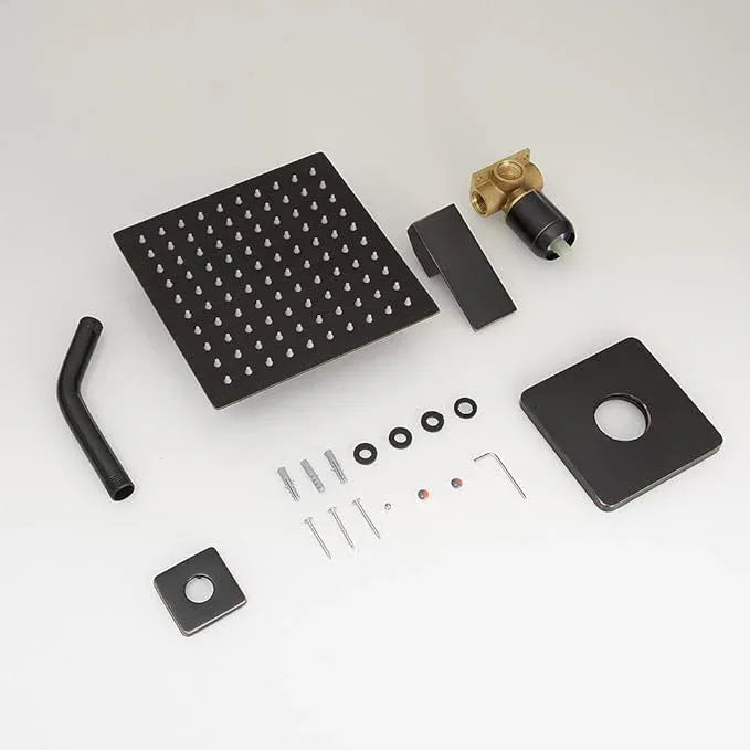 JingGang Oil Rubbed Bronze Shower Faucet Set Bathroom Rainfall Shower System with Stainless Steel Metal Shower Head Single Function Shower Trim Kit with Rough-in Valve - ModernBath