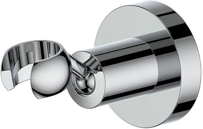 Wall Mounted All Brass Adjustable Handheld Shower Head Bracket Holder, Hand Held Shower Wand Hose Sprayer Holder (Round, Chrome) - ModernBath