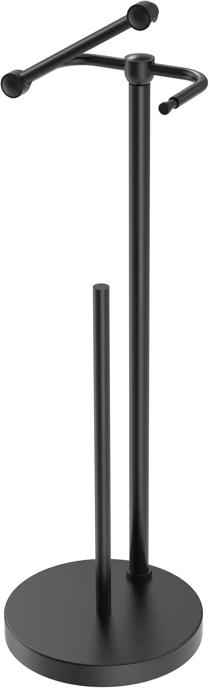 Toilet Paper Holder Stand, Post Pivoting Design Free Standing Toilet Paper Holder with Storage for 4 Rolls, SUS304 Stainless Steel Tissue Holder with Reserve, Heavy-Duty Base (Matte Black) - ModernBath