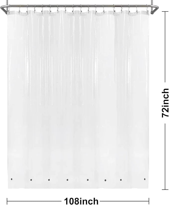 Barossa Design Extra Wide Shower Curtain Liner 108" x 72" with 8 Magnets - Waterproof PEVA Around Shower Liner for Bathroom, PVC Free, Metal Grommets - Clear, 108X72 - ModernBath