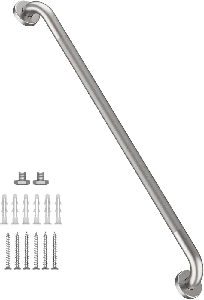 36 Inch Anti Slip Shower Grab Bar, Munzong Satin Brushed Nickel Bathroom Grab Bar, Knurled Bathroom Balance Bar,Safety Hand Rail Support Handicap Elderly Injury Senior Assist Bath Handle - ModernBath