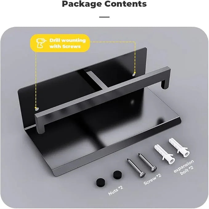 Double Toilet Paper Holder with Shelf, FreshGlow Tissue Holder Matte Black, Wall Mount Commercial Toilet Paper Dispenser Phone Shelf Stainless Steel, Tissue Roll for Bathroom - ModernBath