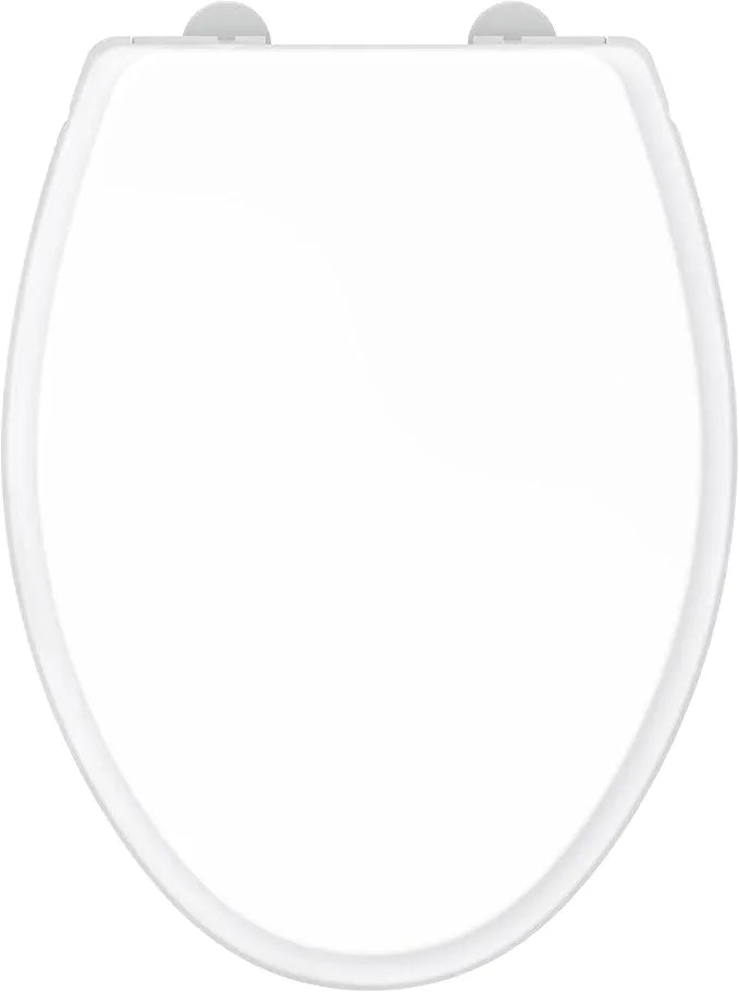 Gerber Soft-Close Elongated Toilet Seat with Two Button Quick-Release, Top-Mount Installation, Non-Slip Bumpers, and Cover, Heavy-Duty Plastic, White, GC550130 - ModernBath