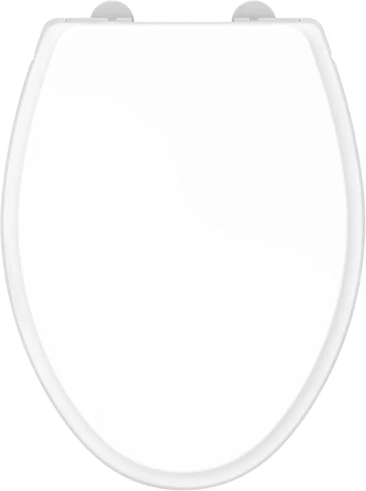 Gerber Soft-Close Elongated Toilet Seat with Two Button Quick-Release, Top-Mount Installation, Non-Slip Bumpers, and Cover, Heavy-Duty Plastic, White, GC550130 - ModernBath