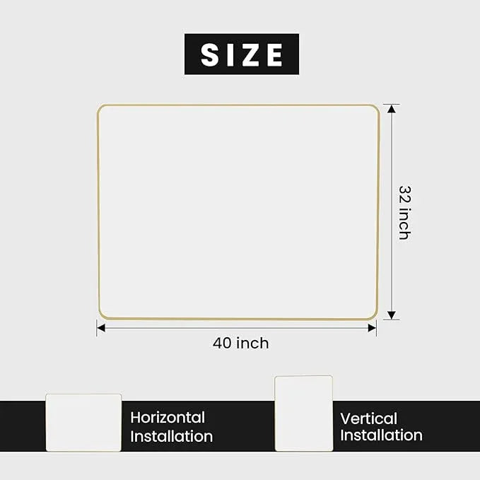JISOSO Gold Bathroom Mirror, 40x32 Inch Brushed Gold Metal Frame Mirror for Wall, Rounded Rectangle Bathroom Vanity Mirror, Tempered Glass, Anti-Rust, Horizontal/Vertical - ModernBath