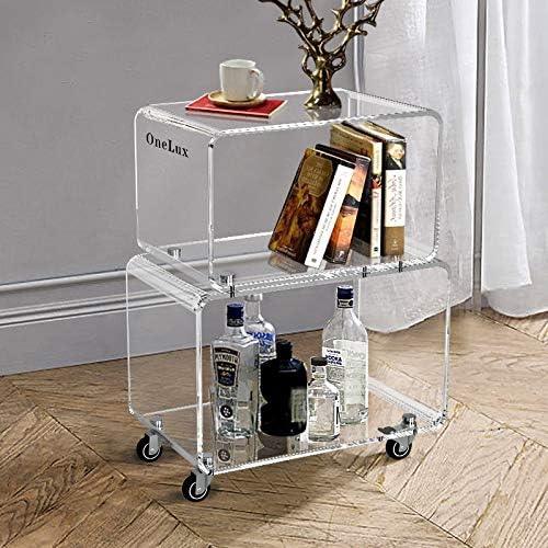 2119 Rolling Utility Cart Tower Rack for Kitchen Bathroom Laundry Dining Room Places,Acrylic Mobile Storage Cart On Wheels - ModernBath
