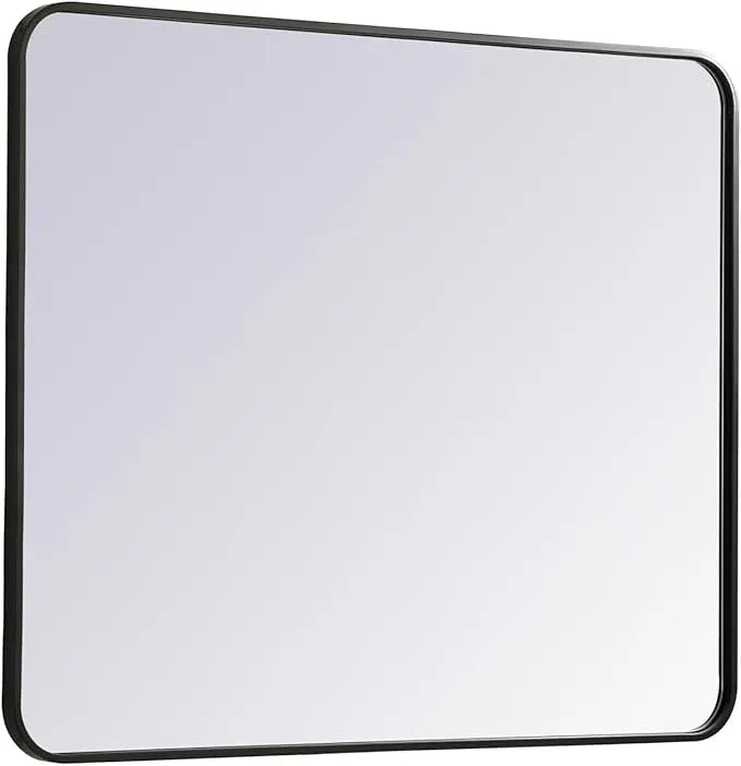 ARS Concepts Aura, Soft Corner Metal Rectangular Mirror 30X36 Inch in, Modern, Black - ModernBath