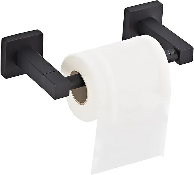 Matte Black Toilet Paper Holder Wall Mount, Bathroom Toilet Paper Holder for SUS 304 Stainless Steel, Double Post Pivoting Square Toilet Paper Roll Holder for Bathroom RV Paper Towels for TP - ModernBath