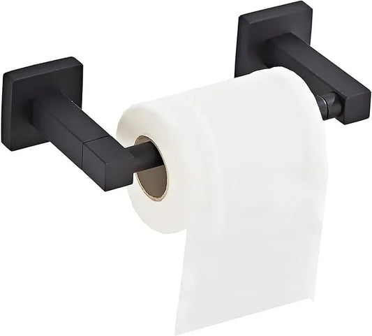 Matte Black Toilet Paper Holder Wall Mount, Bathroom Toilet Paper Holder for SUS 304 Stainless Steel, Double Post Pivoting Square Toilet Paper Roll Holder for Bathroom RV Paper Towels for TP - ModernBath