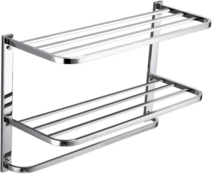 30 Inch Bathroom Towel Rack Towel Bar, 2-Tier Towel Rack Floating Shelf for House Lavatory and Hotel, Mounting Hardware Included,Polished Chrome - ModernBath