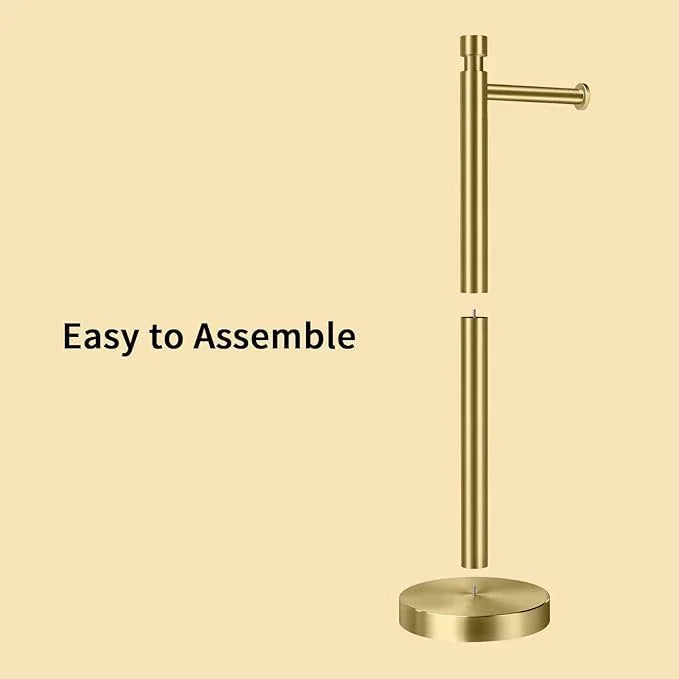 YUMORE Toilet Paper Holder Stand Freestanding, Weighted and Sturdy Stainless Steel Design with Non-Slip Cap, Gold Rustproof Tissue Roll Holder for Modern Bathroom, RV - ModernBath