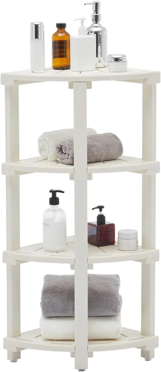 Shower Bench, Corner Shower Stool for Inside Shower and Shaving Legs, Waterproof HDPE Shower Chair Seat with Storage Shelf for Bathroom Non-Slip - ModernBath