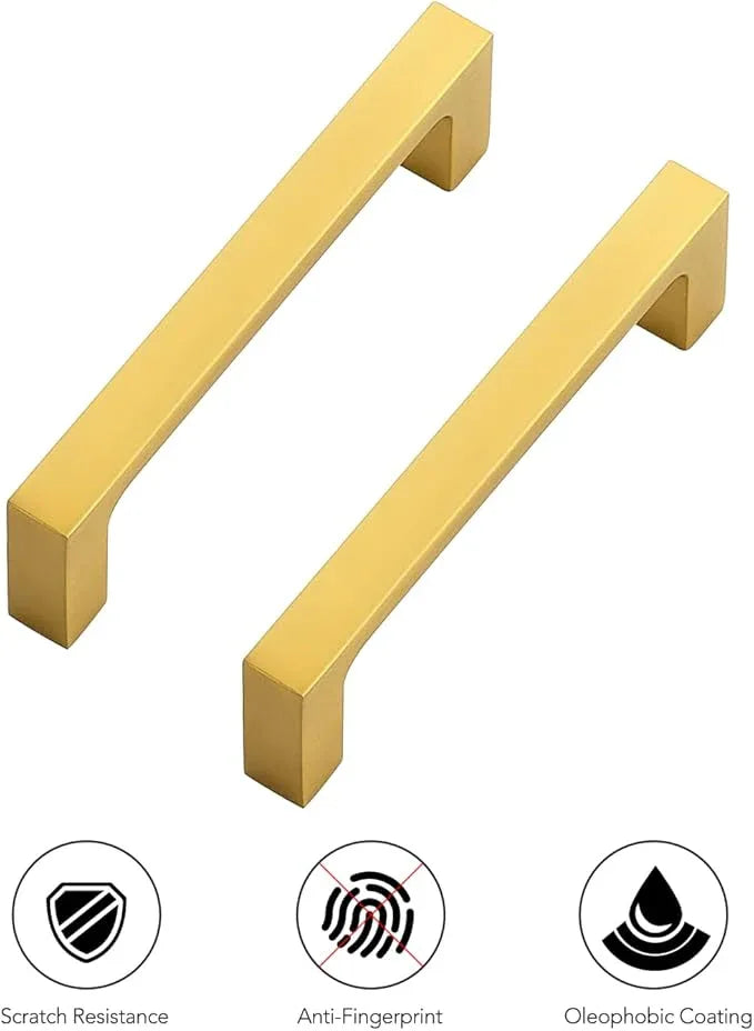 Ravinte 30 Pack Solid 3-1/2 Inch Kitchen Square Cabinet Handles Brushed Brass Drawer Pulls Kitchen Cabinet Hardware Handles - ModernBath