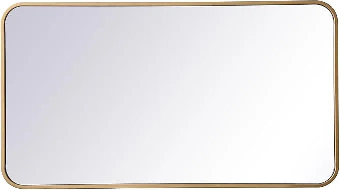ARS Concepts Aura, Soft Corner Metal Rectangular Mirror 20X36 Inch in, Modern, Brass - ModernBath