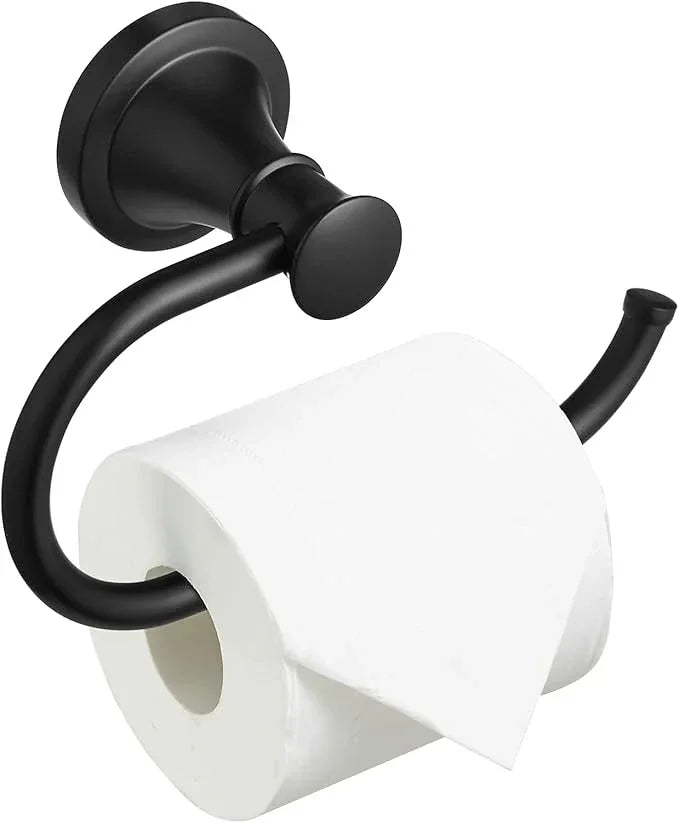 BESy Matte Black Toilet Tissue Paper Holder Matte Black Bathroom Accessories Toilet roll Paper Hanger, Wall Mounted, Rustproof - ModernBath