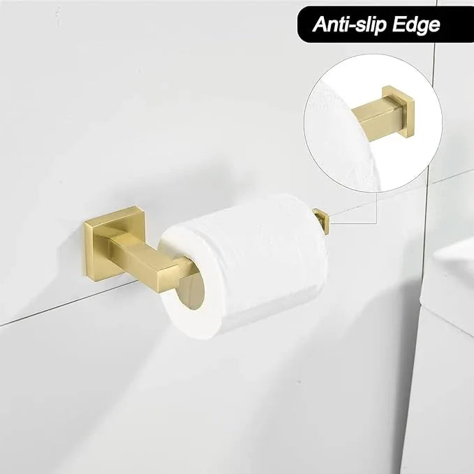 FORBATH Gold Toilet Paper Holder Towel Ring, Brushed Gold Bathroom Hardware, Hand Towel Holder Toilet Tissue Roll Holder Set, Wall Mount SUS304 Stainless Steel Bath Accessories, 2pcs - ModernBath