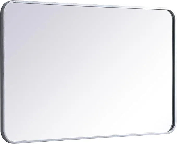 ARS Concepts Aura, Soft Corner Metal Rectangular Mirror 24X40 Inch in, Modern, Silver - ModernBath