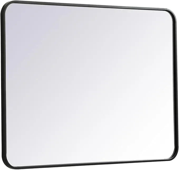 ARS Concepts Aura, Soft Corner Metal Rectangular Mirror 27X36 Inch in, Modern, Black - ModernBath