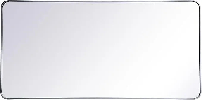 ARS Concepts Aura, Soft Corner Metal Rectangular Mirror 30X60 Inch in, Modern, Silver - ModernBath