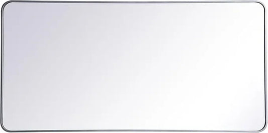 ARS Concepts Aura, Soft Corner Metal Rectangular Mirror 30X60 Inch in, Modern, Silver - ModernBath