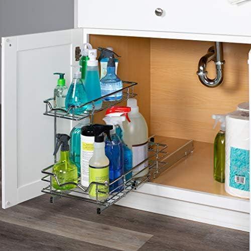 HOLDN’ STORAGE Two Tier Under Sink Organizers and Storage - Slide Out Cabinet Organizer w/Sliding Drawers for Cabinets- Lifetime Limited Warranty 11" Wx21 Dx15”H Chrome, Requires 12-1/2” Opening - ModernBath