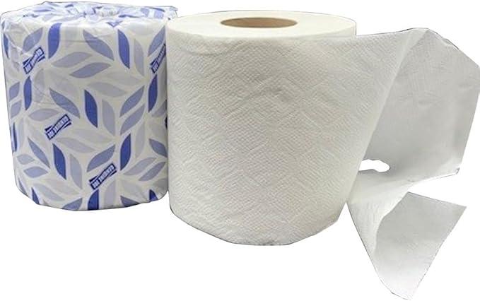 Genuine Joe Embossed Bath Tissue, 2-Ply, Septic Safe, Individually Wrapped, 4.5" x 3.75", 500 Sheets/Roll, 96 Count - ModernBath
